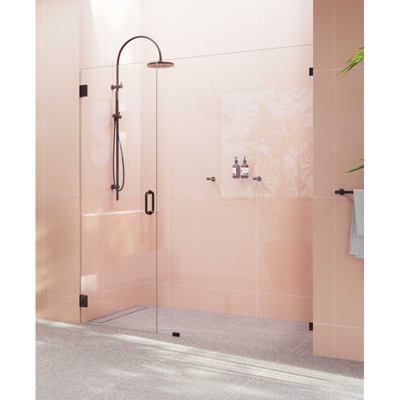 Illume 70.75 in. x 78 in. Fully Frameless Wall Hinge Shower Door, Oil Rubbed Bronze