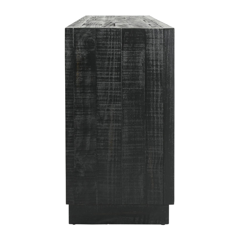 Humphrey's 86" Wide Pine Wood Sideboard, Black, Black