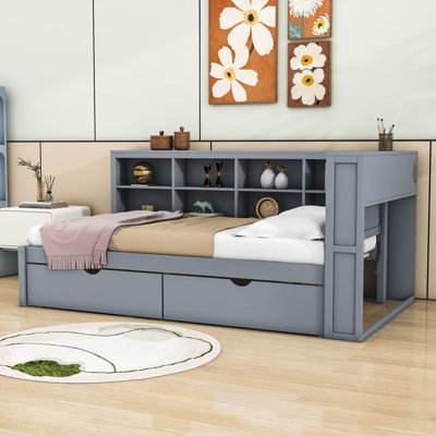 Sydia 2 Drawers Wood DayBed with and Shelves and USB Charging Ports by Wildon Home