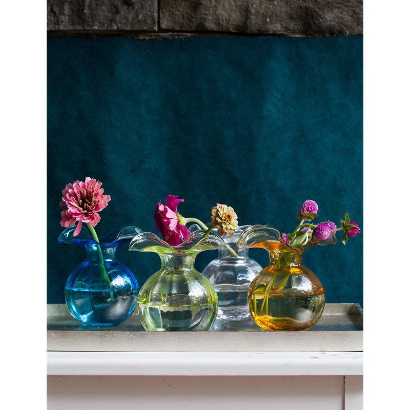 Hibiscus Glass Vase, Cobalt, Overall height- 10''