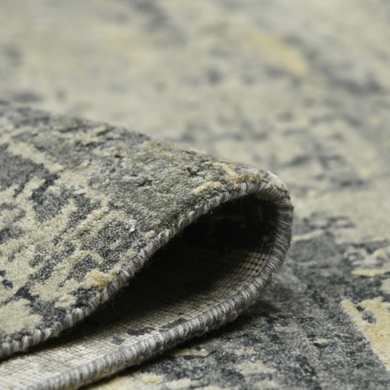 Mystique Wool Abstract Area Rug in Gray, Rectangle 8' x 10'