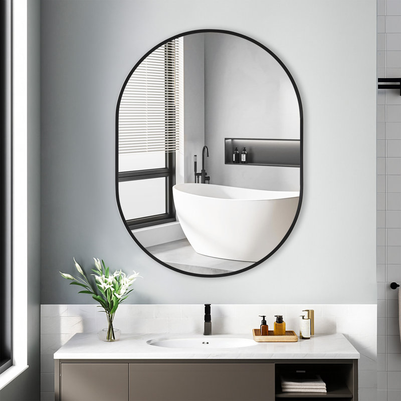 Miroir mural ovale en métal, 40 po x 30 po