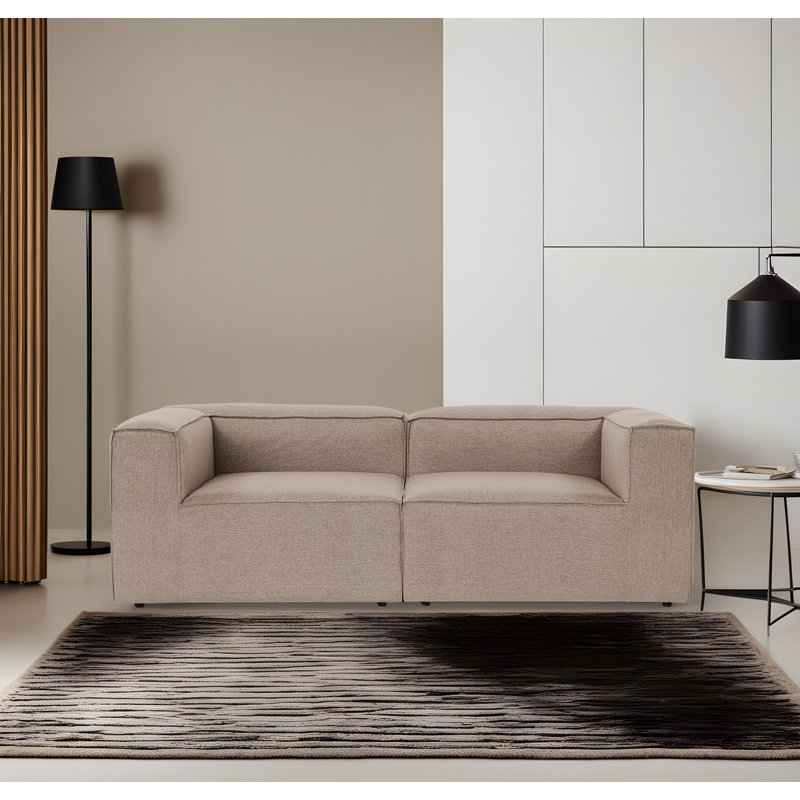 Élégant canapé 2 places, revêtement en lin brun, 84,3 po x 25,9 po x 41,3 po | Cadre 100% charme, 32 mousses en mousse pour plus de confort | Pieds en plastique, parfaits pour le salon et les petits espaces, design moderne, durable et élégant