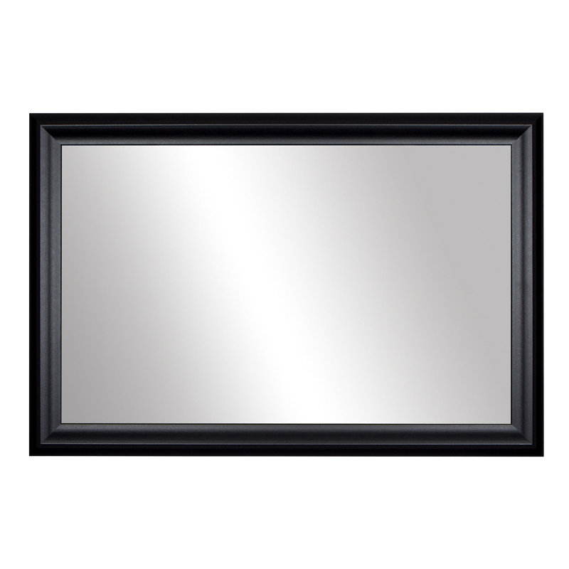 Woodford Wood Framed Mirror with Safety Backing Ideal for Bathroom / Vanity Mirror, Black, 22" x 30"