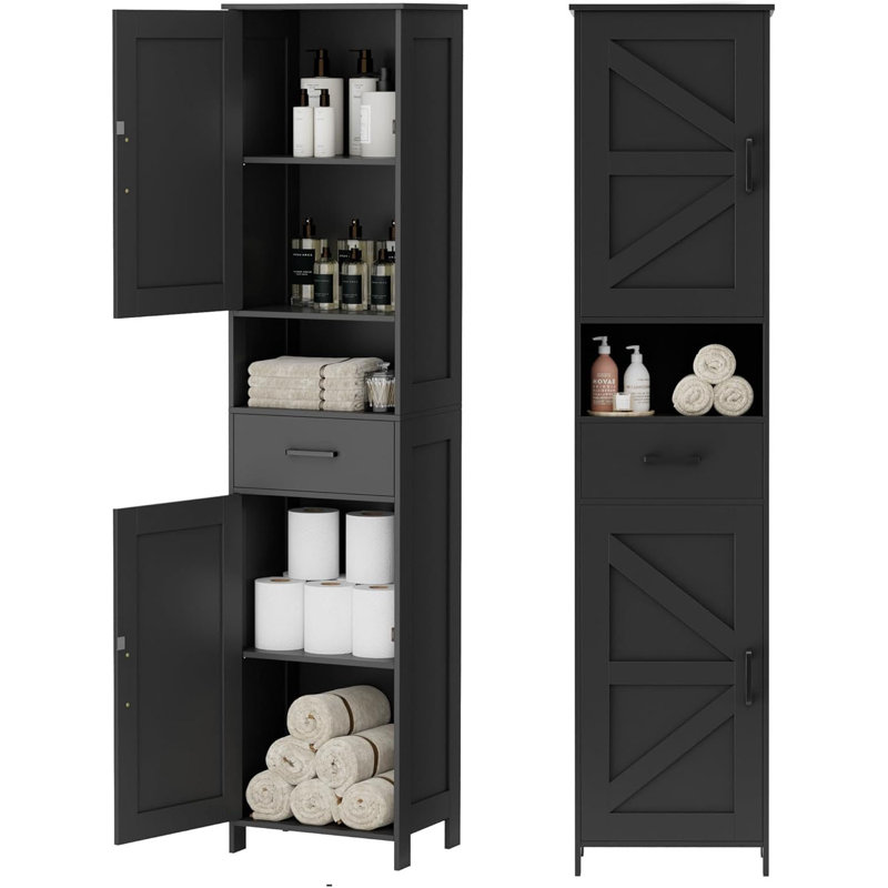 Grande armoire de rangement pour salle de bain, Noir