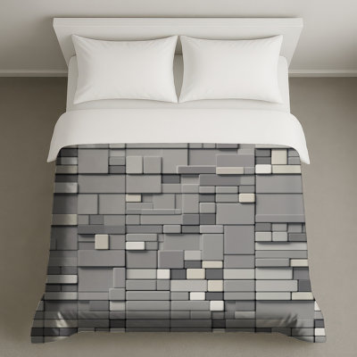 Housses de couette à carreaux rectangulaires gris