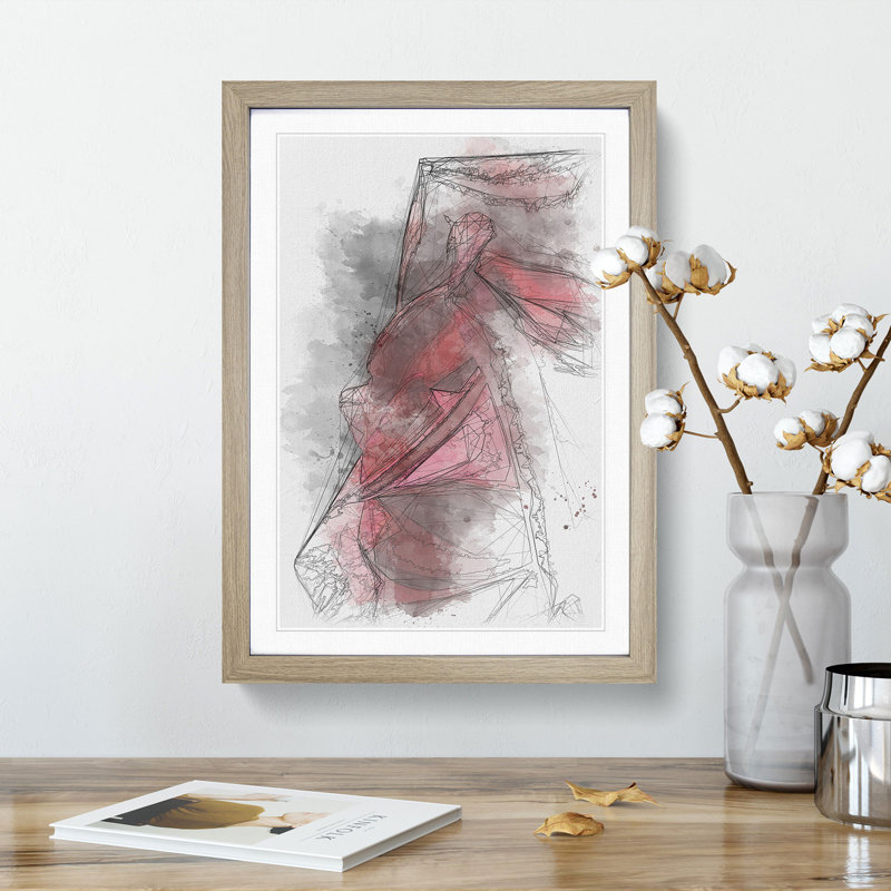 Petals of a Red Rose 1 Piece Single Picture Frame Painting on MDF, 45cm H x 33cm W x 2cm D, Oak Framed