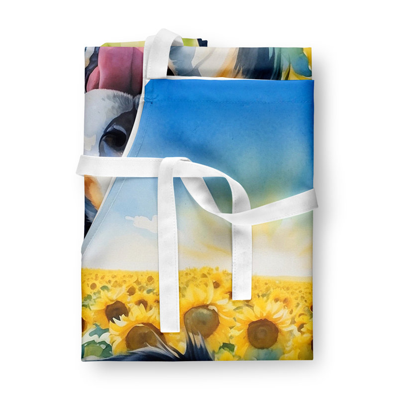 Border collie en tablier tournesols