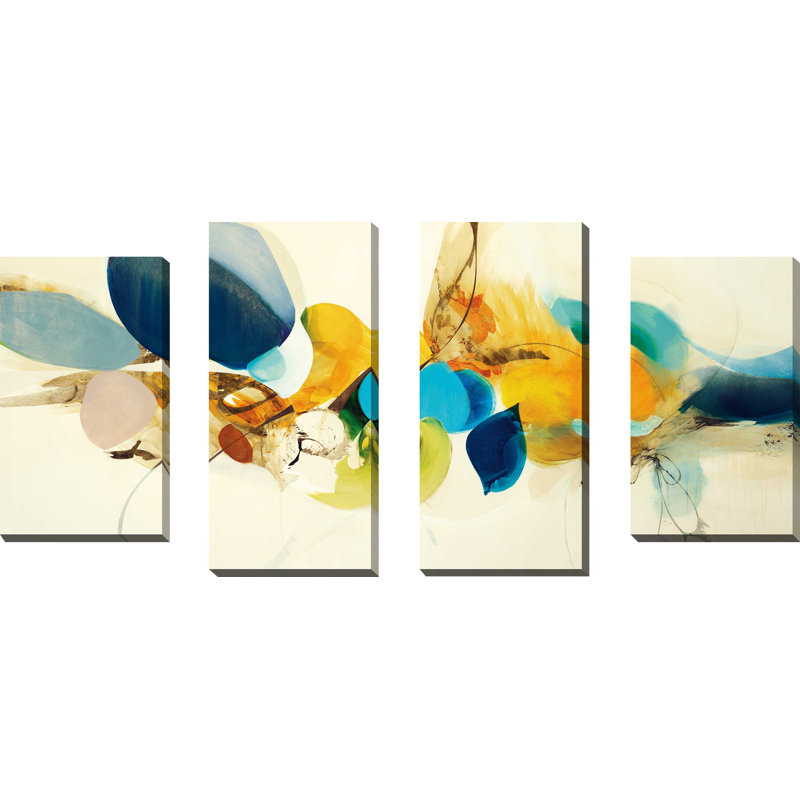 « Couleur candide »-ensemble de 4 reproductions d’art sur toile tendue, H 38 po x l 72 po x P 1,5 po
