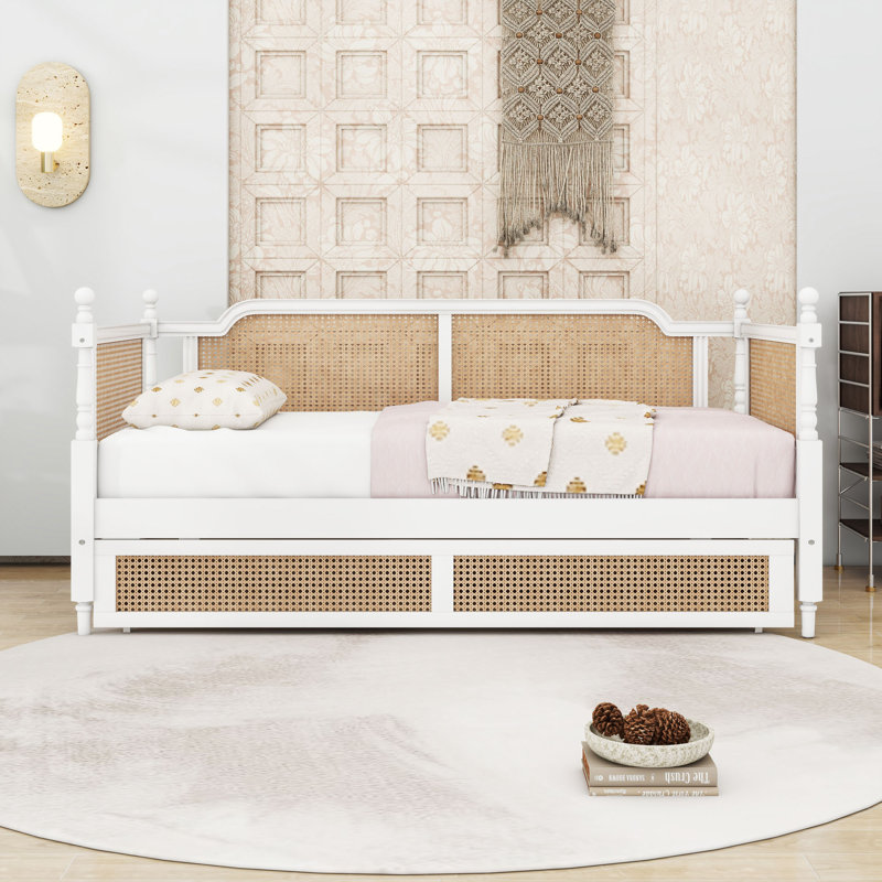 Wooden Daybed with 2 Drawers and Slats, Twin, Antique White