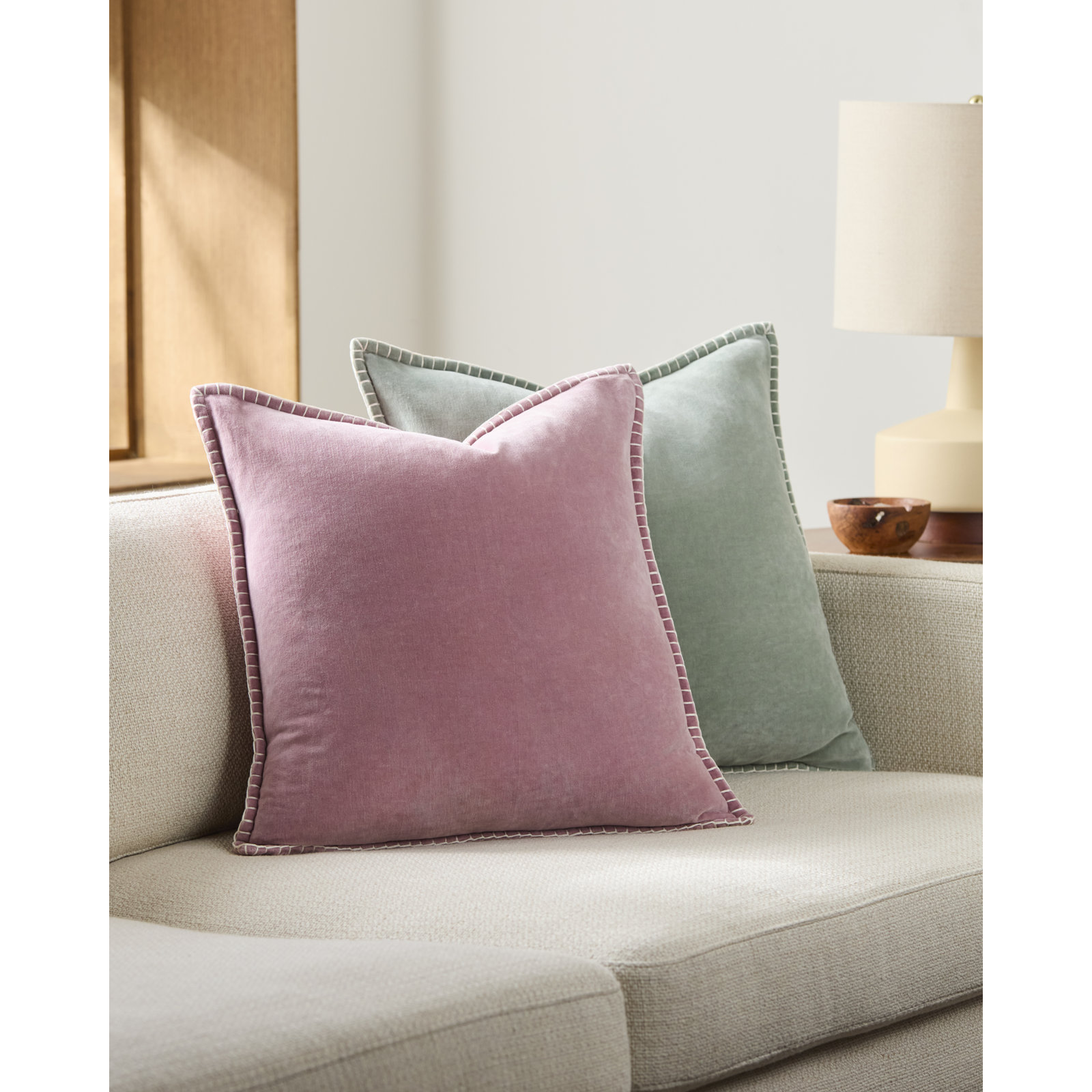 Montrose Cotton Pillow Cover, Pink, Square 22", Duck Down