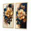 "Fleur de camélia jaune et bleu foncé", 2 pièces sur toile-1714538441-1714538444