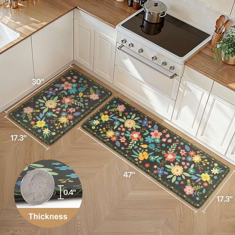 Anti-Fatigue Waterproof Non-Slip Kitchen Mats, Black
