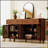 Vintage Sideboard Buffet Cabinet With Hand-Carved Hollow Doors, Distressed Wood, And Ample Storage For Living Room-1189486586