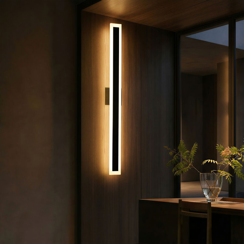 Estefanie 40" Acrylic LED Outdoor Porch Wall Lights for Patio Yard Garage 25W Dimmable 2700K, 39.96" H x 3.15" W x 1.73" D