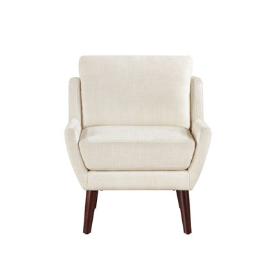 Veny Accent Armchair, Beige Chenille, Solid Wood Angled Legs