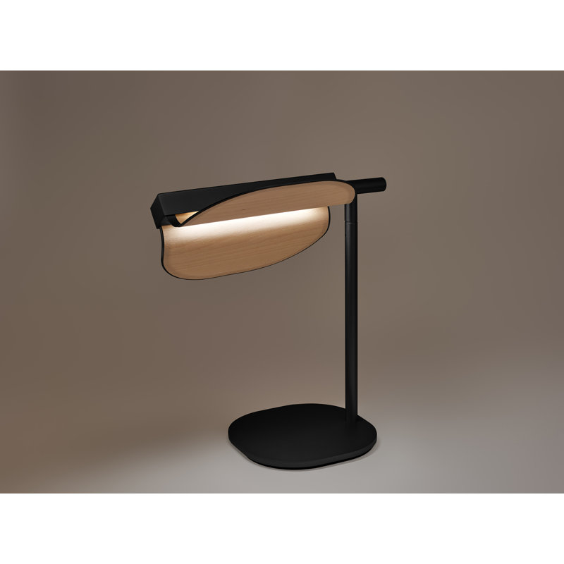 Omma LED Table Lamp, Matte Black, Natural Beech