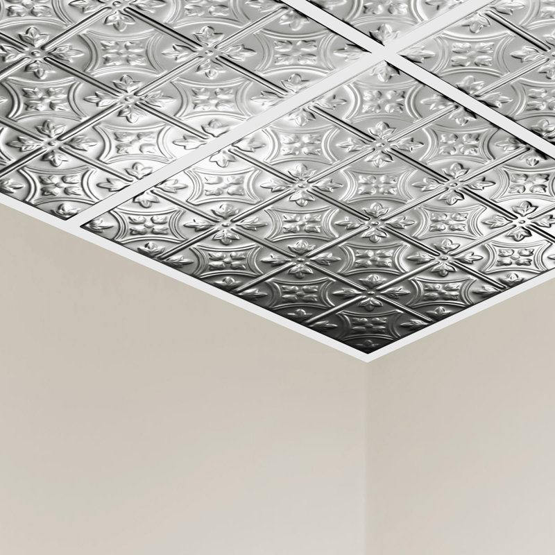 Tuile de plafond Great Lakes Tin Hamilton 2 pi x 2 pi (paquet de 5), Argent