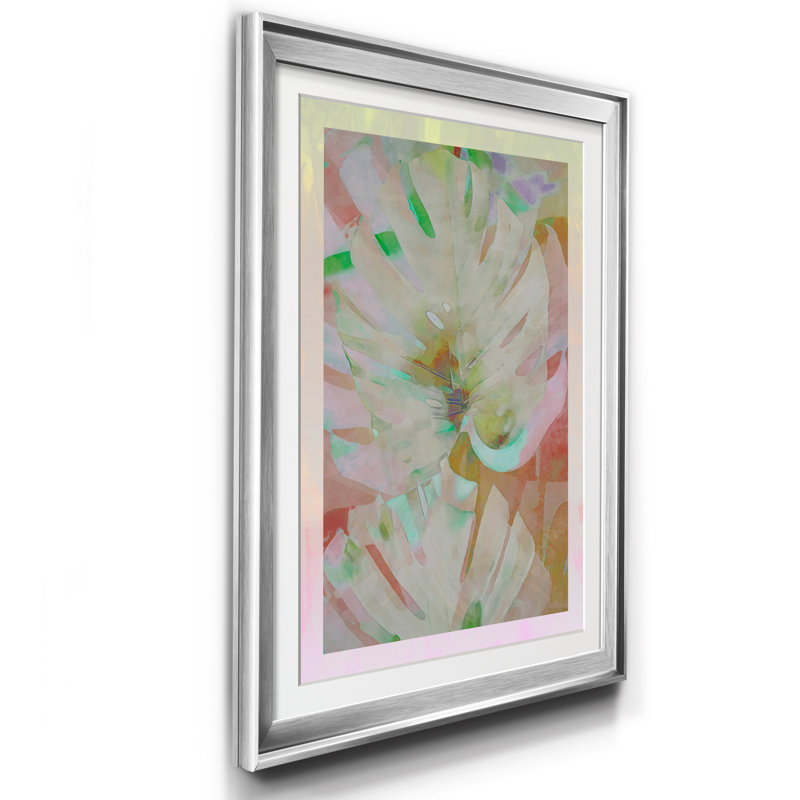 «Retro Palms I», reproduction d'art sur papier encadré, H 30 po x l 22 po x P 1 po, Argent