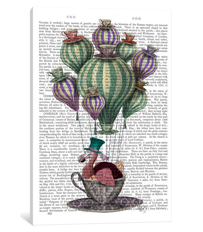«Dodo in Teacup», impression sur toile tendue, H 26 po x l 18 po x P 1,5 po, Toile avec cadre noir, Pas de tapis