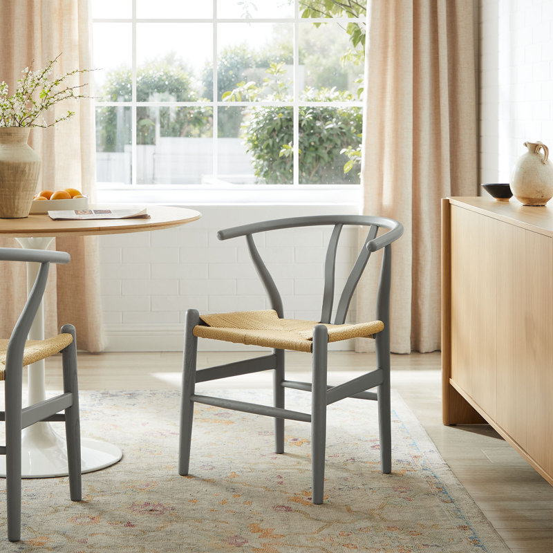 Chaise de salle à manger en bois 29 po Amish, Gris clair