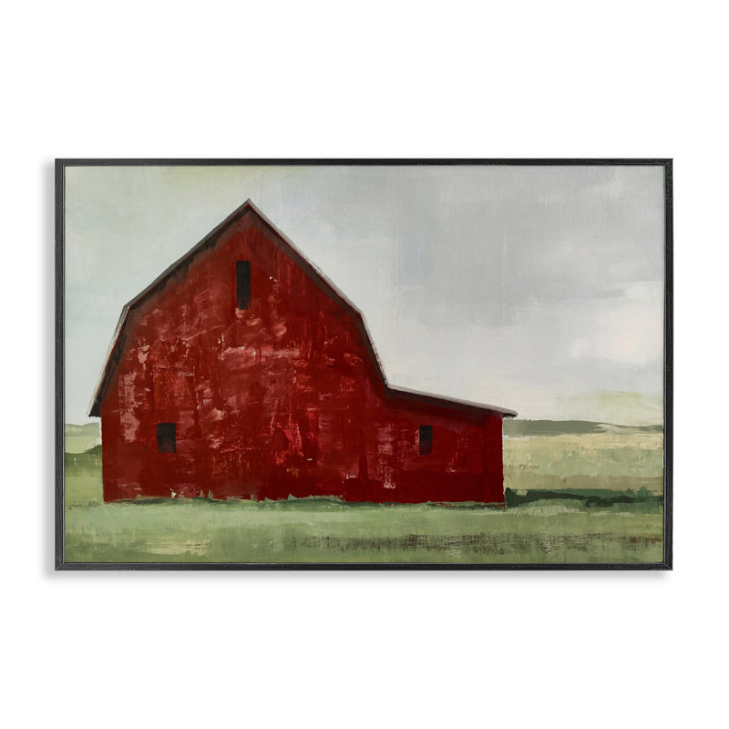 Giclée encadrée de grange rouge vieillie et sage, design par Max Maxx, Giclée encadrée noir minuit, H 20 po x l 30 po
