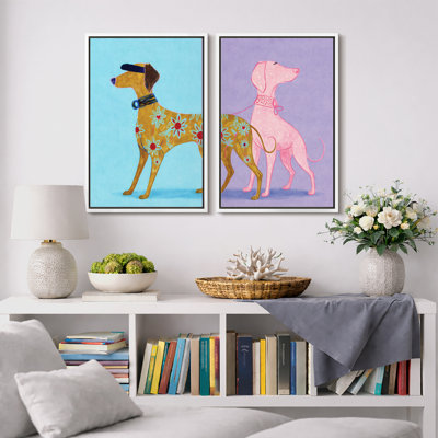 Illustration de chien moderne ludique, images de chambre d'enfant, impression sur toile encadrée