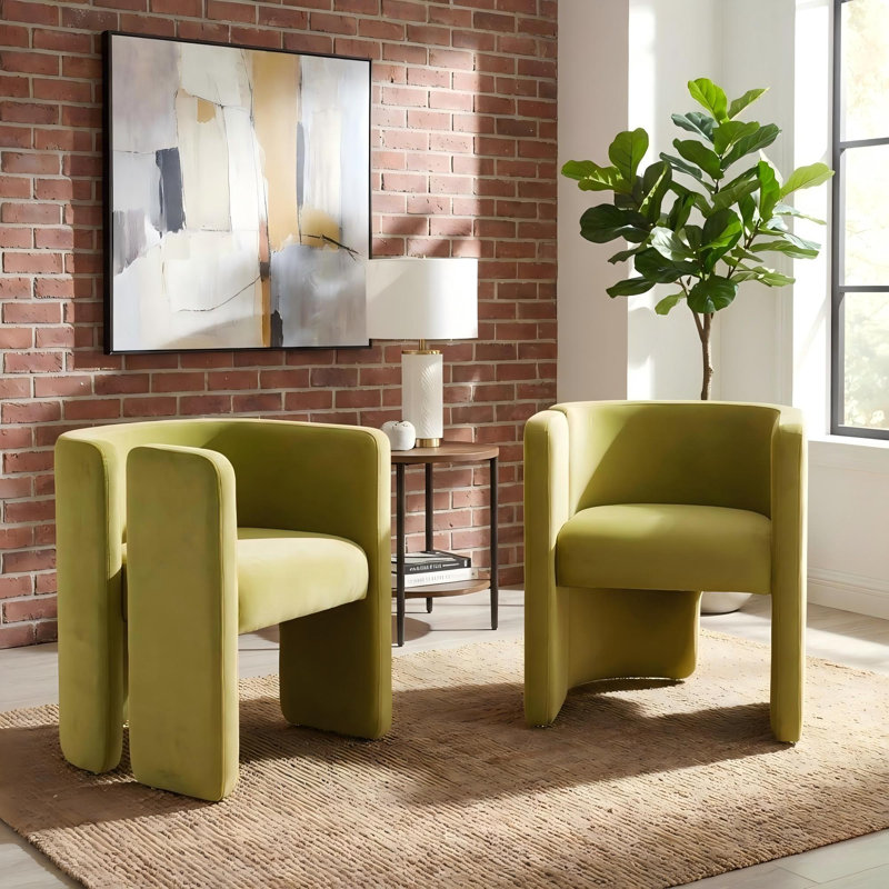 Jaimyn Upholstered Barrel Chair, Green