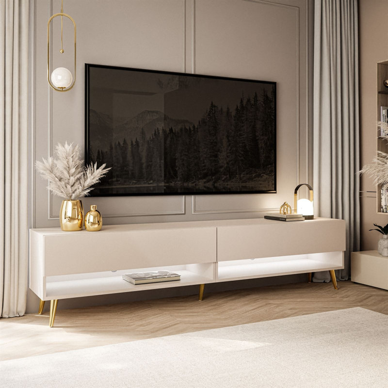 Calante TV Stand cashmire, Cashmere/Gold