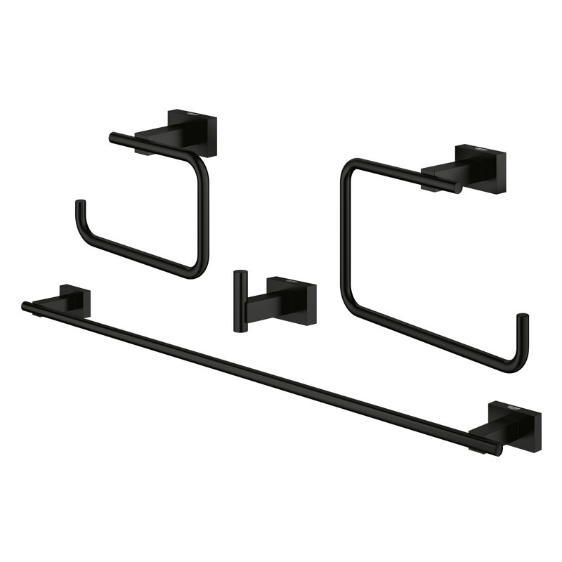 Essentials Cube 4 - Piece Bathroom Hardware Set, Matte Black