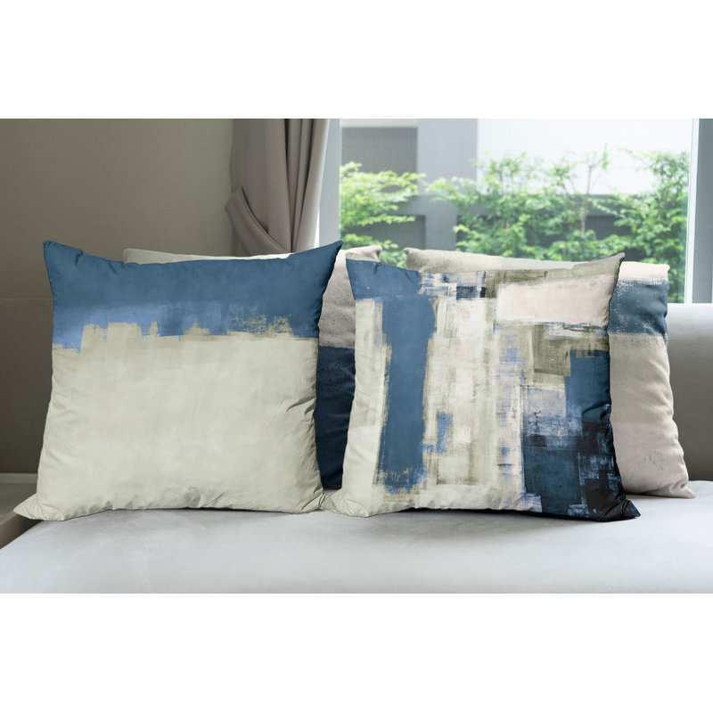 Reversible Pillow Cover, 16" H x 16" W, Sage Green / Petrol Blue
