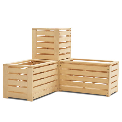 Russakis 4 ft x 4 ft 2 Tier Corner Raised Garden Bed,Outdoor Wooden Planter Box Elevated Garden Bed