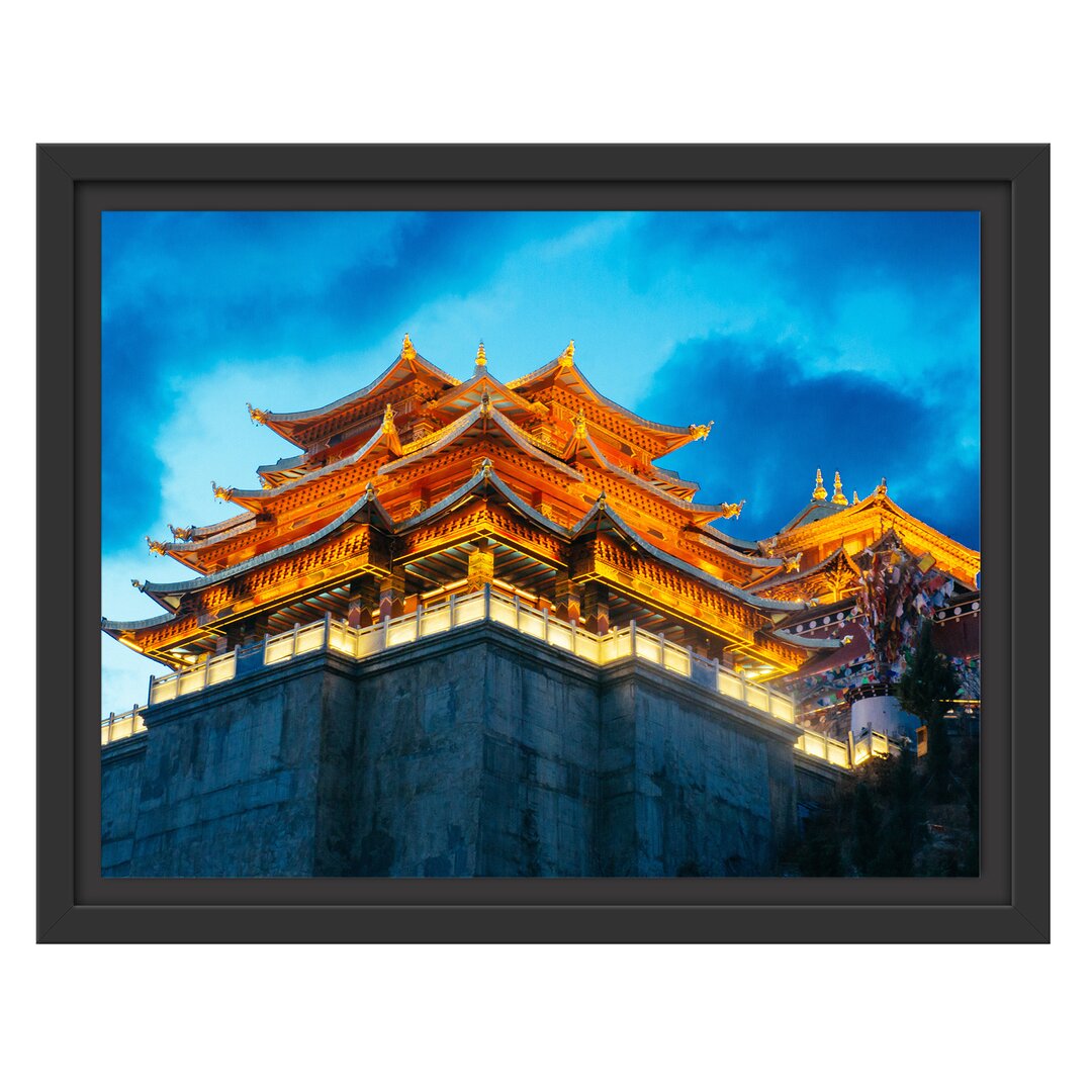 Gerahmtes Wandbild Leuchtender Tempel in China