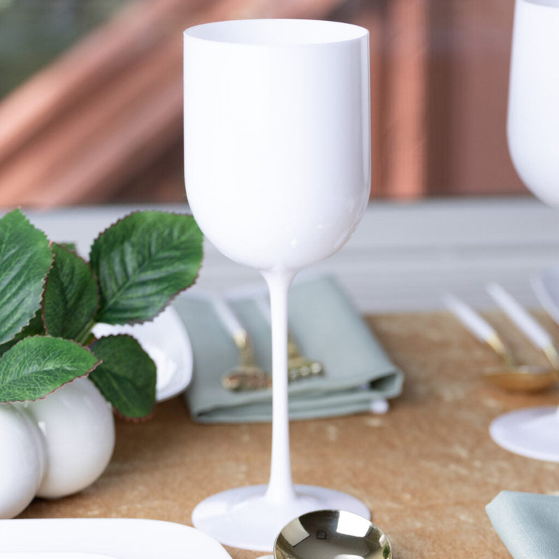 Verres à vin en plastique blanc 12 oz Ecoqualité 25 invités, 5