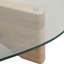 Table basse de forme triangulaire avec plateau en verre trempé avec base en bois d'hévéa et table de salon moderne avec coussins antidérapants-342654807