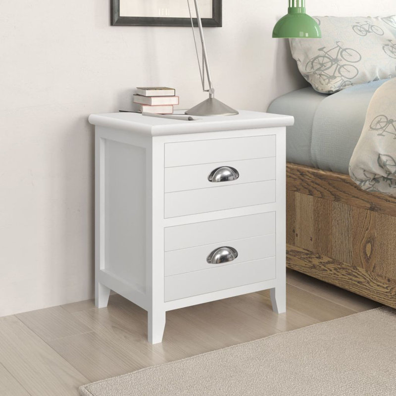Worcester 38cm W Solid + Manufactured Wood Bedside Table, White