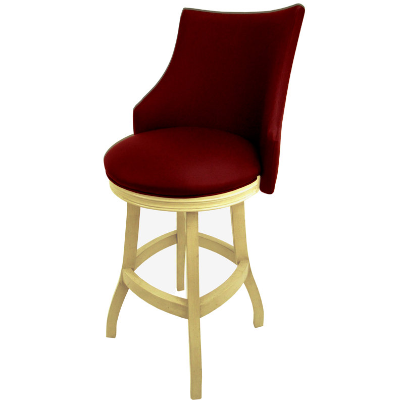 Tabouret pivotant en bois Ridfortore, Beige, Rouge, Tabouret de bar (assise de 30 po de hauteur)
