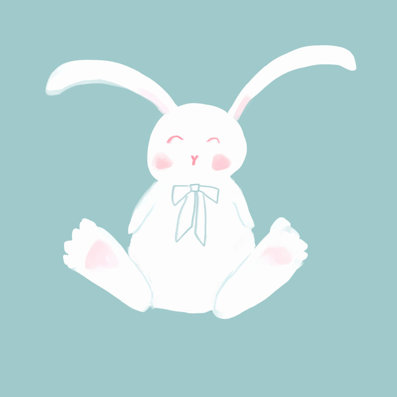 Simple Cute Bunny - Wrapped Canvas Print, 51cm H x 51cm W x 3.8cm D