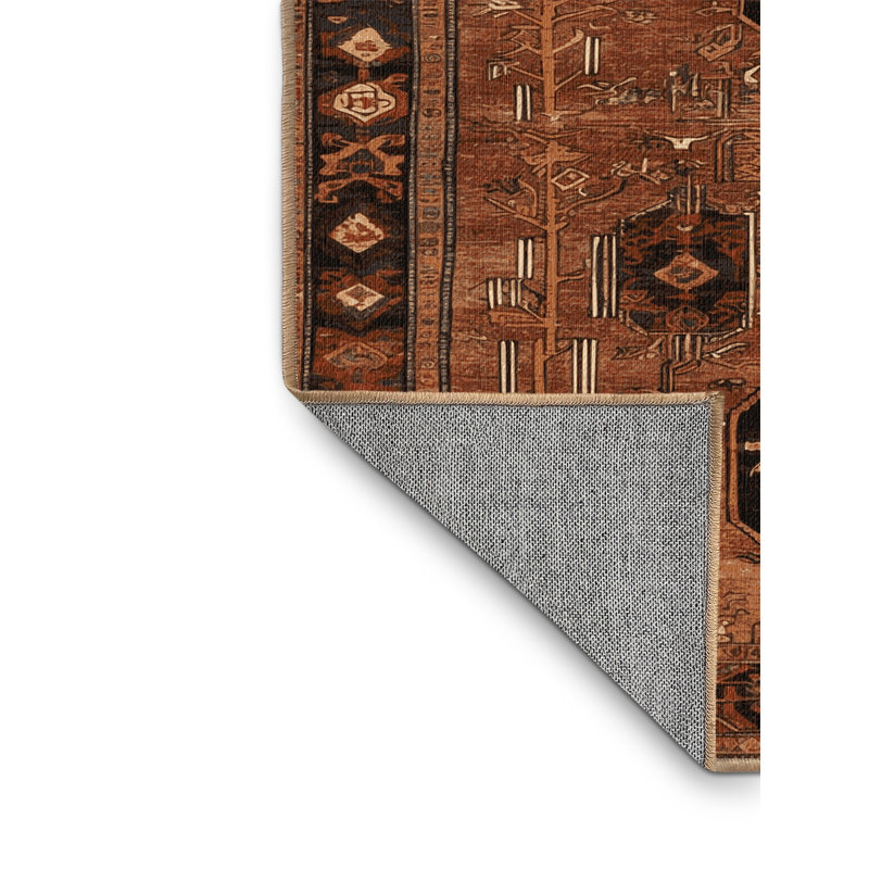 Tapis brun turc lavable à la machine, Carré 5 pi