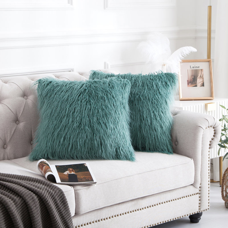 Geometric Square Cushion Cover, Oil Blue