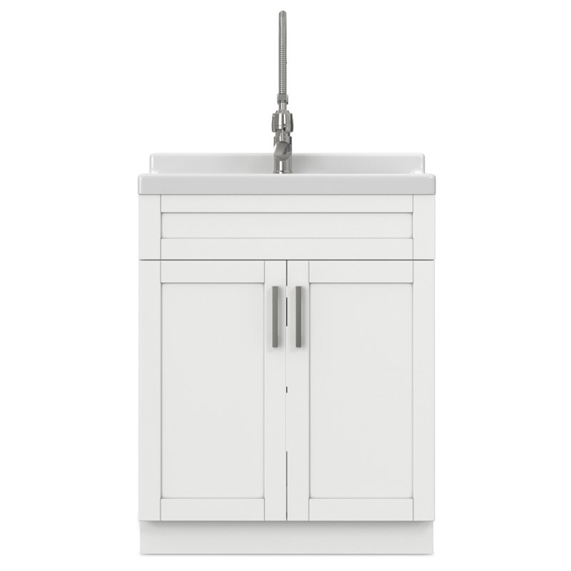 Armoire de buanderie tout-en-un de luxe Hennessy de 28 pouces avec robinet et lavabo en ABS
