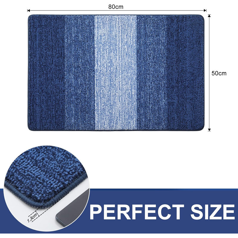 Door Mats Indoor, Machine Washable Soft Doormats, Navy Blue, 50 cm W x 80 cm L