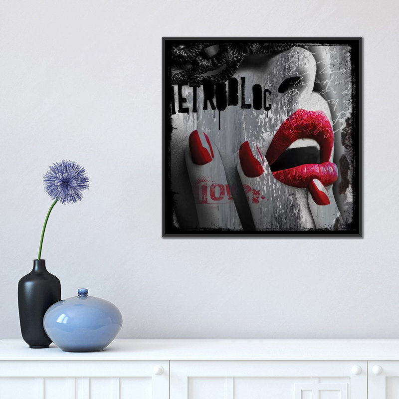 « love », impression sur toile, Toile avec cadre noir, Pas de tapis, H 37 po x l 37 po x P 1,5 po