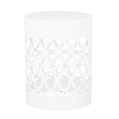Modern Iron Outdoor Table, Large Size, White Finish, No Assembly Needed End Large, Strong Frame