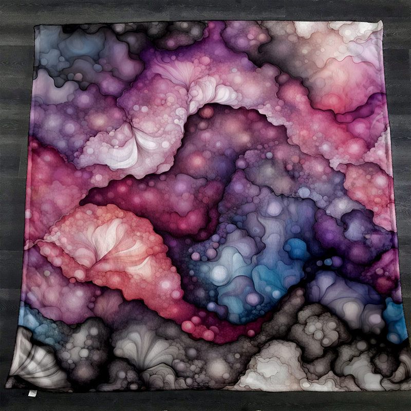 Throw Blanket, 68" W x 80" L, Abstract, Purple/Blue