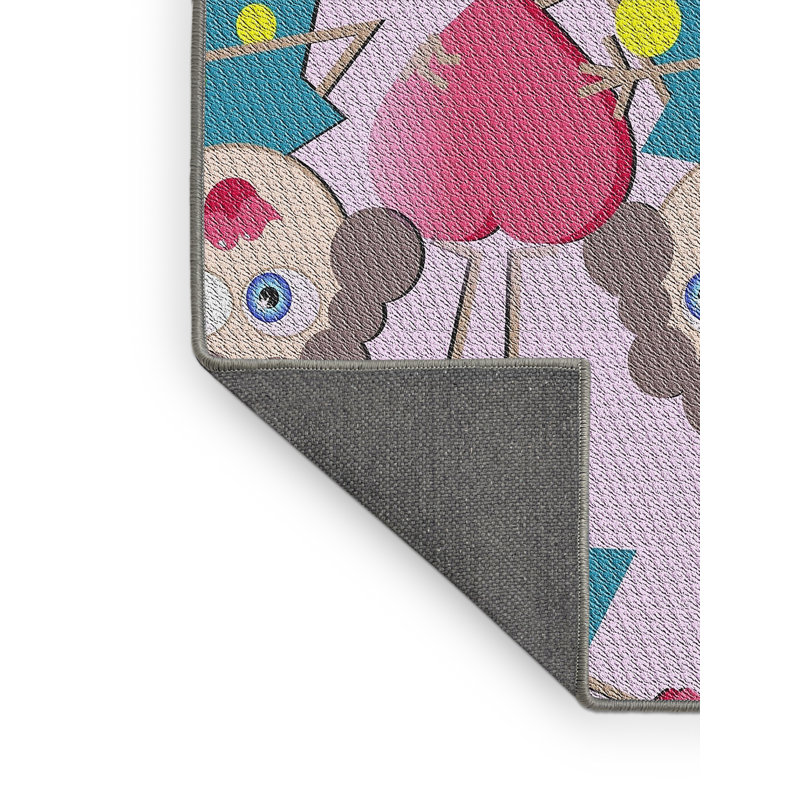 Tapis mauve/rouge/vert à motifs, Rectangle 2 pi x 5 pi