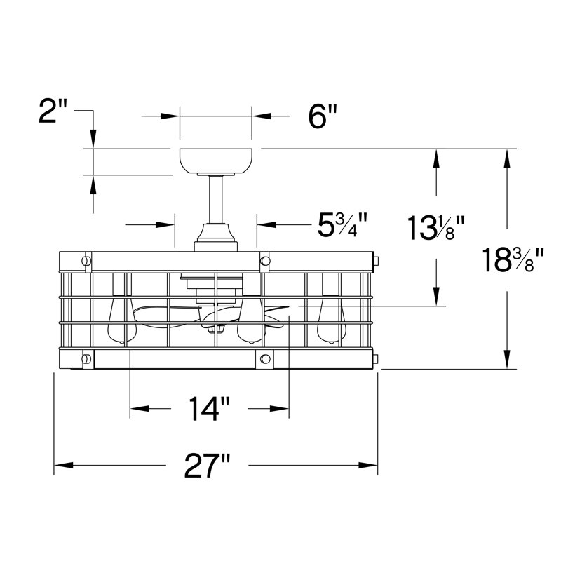Hinkley Bryce LED Fandelier, Matte Black, Matte Black/Brown, 27" H x 15.98" L x 5.2" W