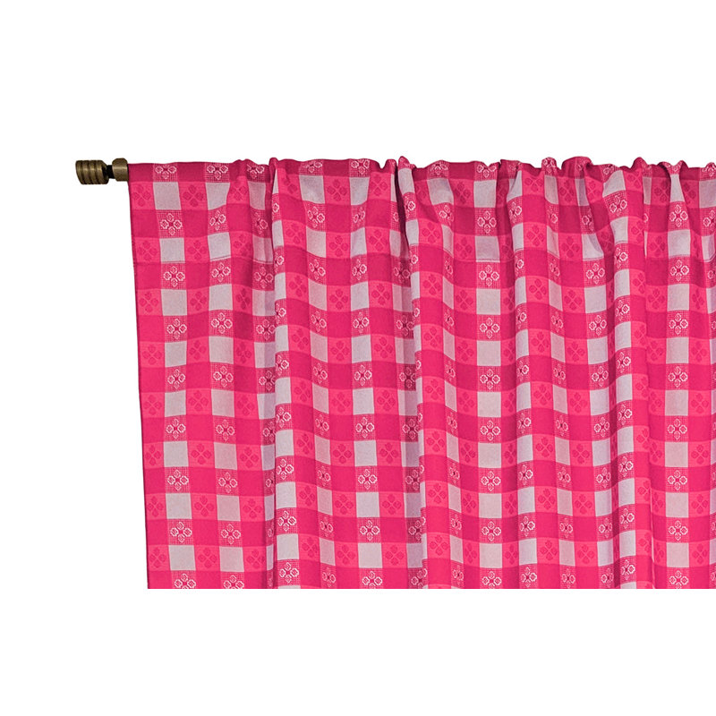 Poplin Tavern Gingham Check Print Polyester Window Curtain 58 Inch Wide, 58" W x 48" L, Fuchsia