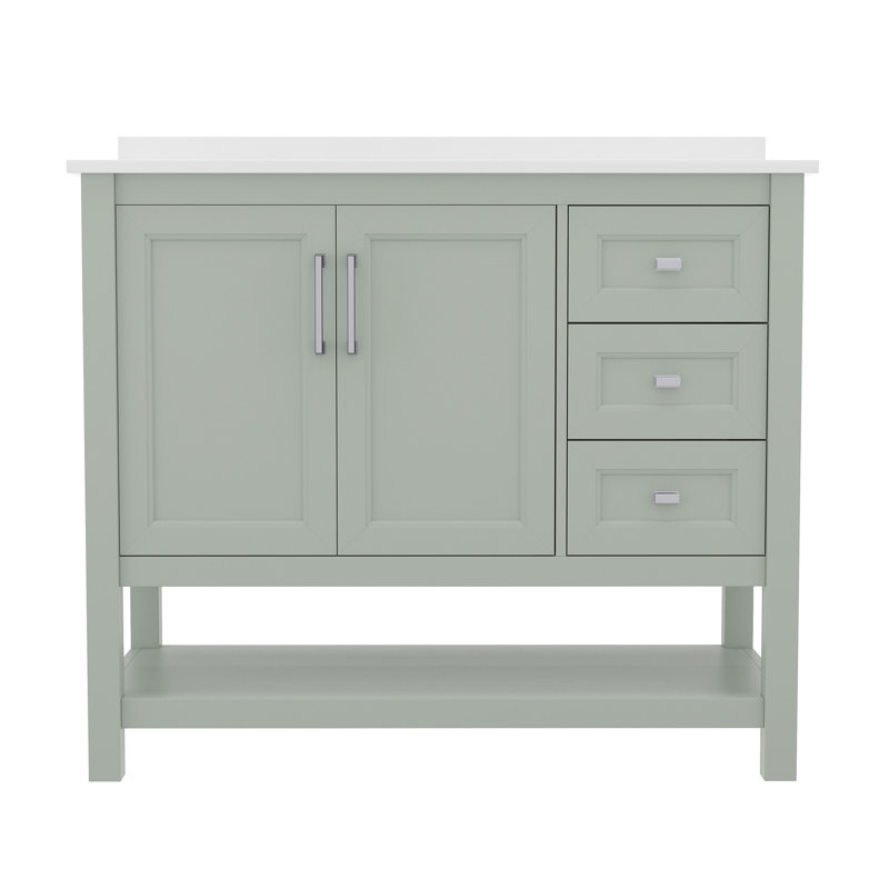 Ensemble de meuble-lavabo simple 36 po avec lavabo, armoire, tablette de rangement ouverte et tiroirs de rangement Caniya