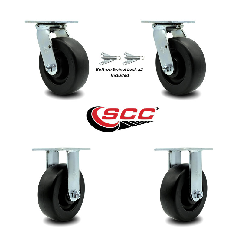 4 Piece Polyolefin Caster Set with Roller Bearings